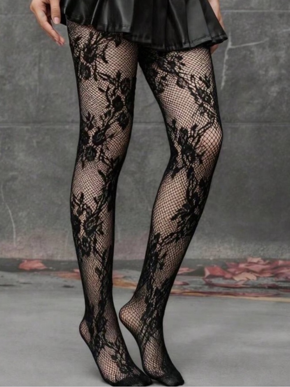 Dark Romance Black Floral Lace Fishnet Tights NEW 🏷️